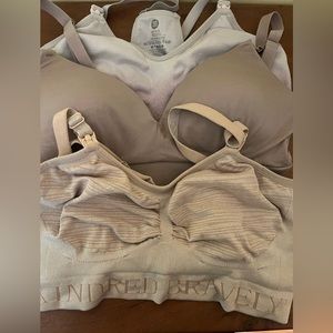 3-pack Kindred Bravely Nursing/Pumping combo bras. Size Large, 3 styles.